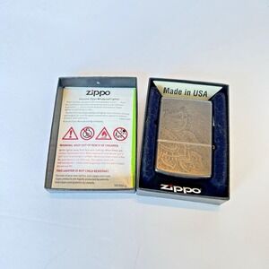 Zippo Dice Paisley Filigree Etched Windproof Lighter Brushed Chrome USA